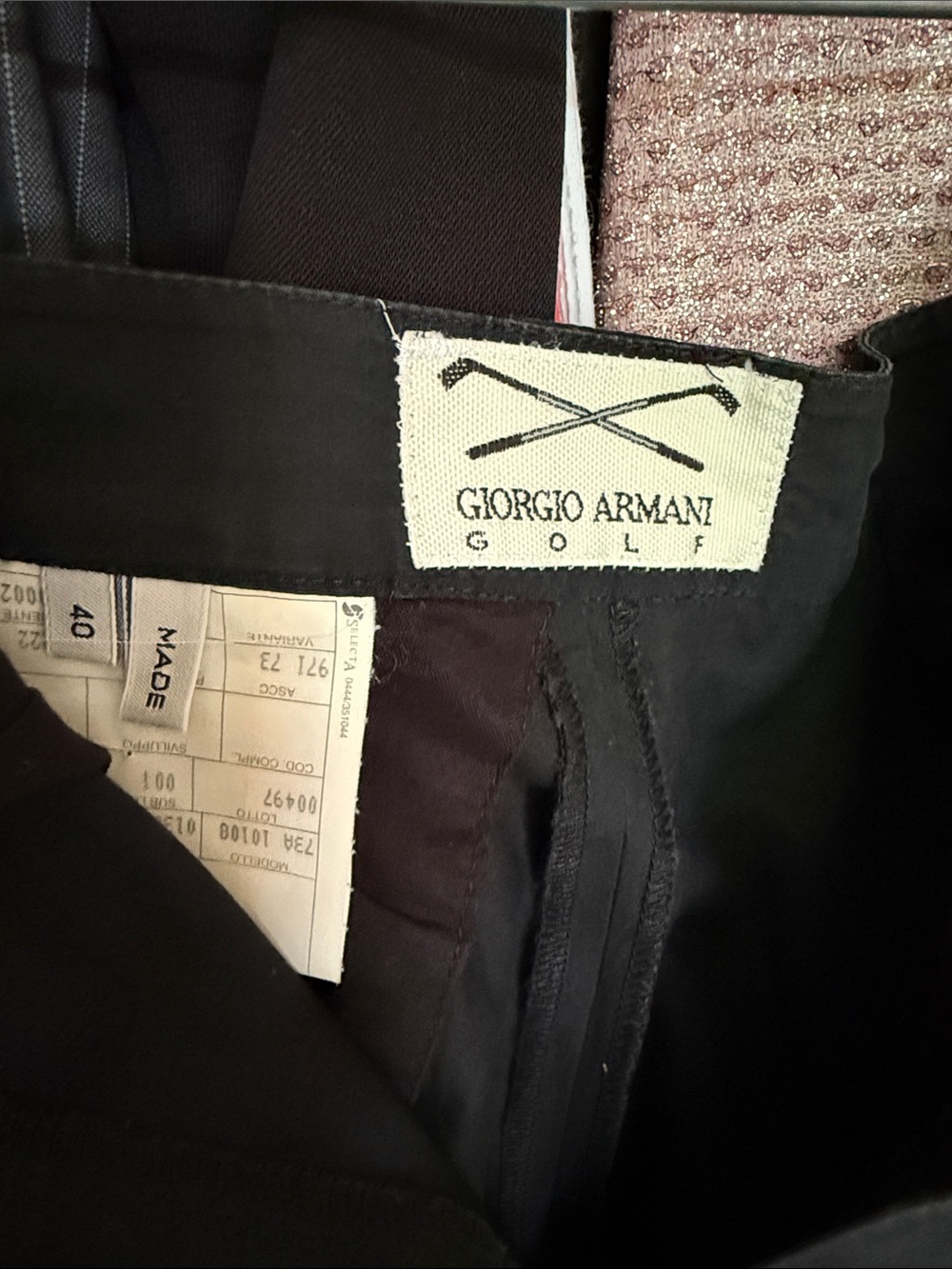 Giorgio Armani Black Golf Trousers with Branded Waist Label